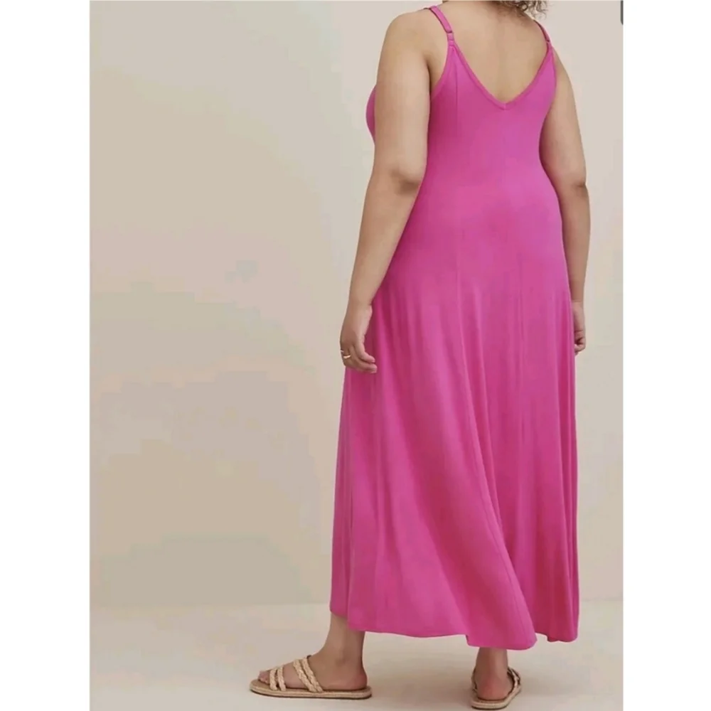 Torrid Maxi Dress Womens Sz 1X  14/16 Pink Super Soft Trapeze Adjustable Straps - Picture 5 of 13